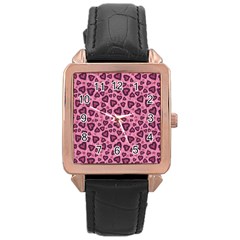 Leopard Heart 03 Rose Gold Leather Watch  by jumpercat