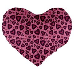 Leopard Heart 03 Large 19  Premium Flano Heart Shape Cushions by jumpercat