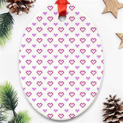 Pixel Hearts Oval Ornament (two Sides) by jumpercat