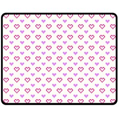 Pixel Hearts Double Sided Fleece Blanket (medium)  by jumpercat