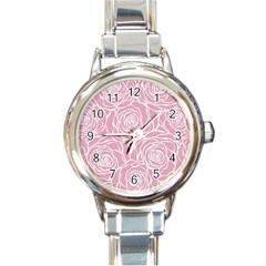 Pink Peonies Round Italian Charm Watch by NouveauDesign