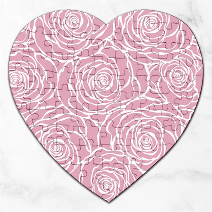 pink peonies Jigsaw Puzzle (Heart)