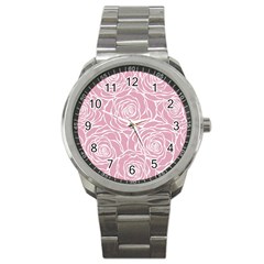 Pink Peonies Sport Metal Watch by NouveauDesign