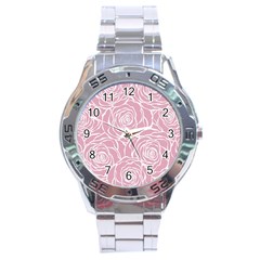 Pink Peonies Stainless Steel Analogue Watch by NouveauDesign