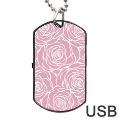 Pink Peonies Dog Tag Usb Flash (two Sides) by NouveauDesign