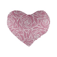 Pink Peonies Standard 16  Premium Heart Shape Cushions by NouveauDesign