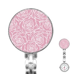 Pink Peonies Stainless Steel Nurses Watch by NouveauDesign