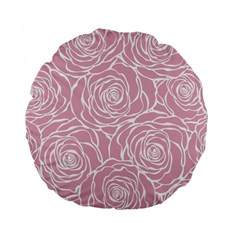 Pink Peonies Standard 15  Premium Flano Round Cushions by NouveauDesign