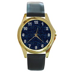 Sci Fi Tech Circuit Round Gold Metal Watch by jumpercat