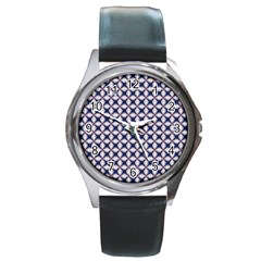 Kaleidoscope Tiles Round Metal Watch by jumpercat