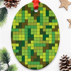 Tetris Camouflage Forest Ornament (oval)