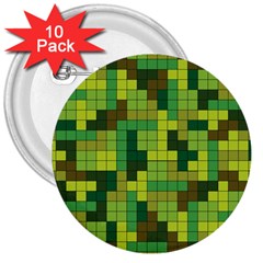 Tetris Camouflage Forest 3  Buttons (10 Pack)  by jumpercat