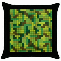 Tetris Camouflage Forest Throw Pillow Case (black) by jumpercat