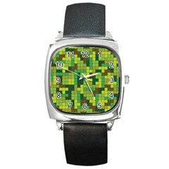 Tetris Camouflage Forest Square Metal Watch by jumpercat