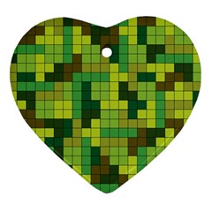 Tetris Camouflage Forest Heart Ornament (two Sides) by jumpercat