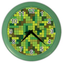 Tetris Camouflage Forest Color Wall Clocks by jumpercat