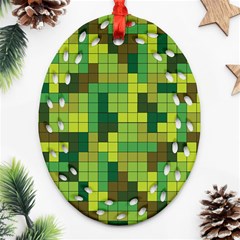 Tetris Camouflage Forest Ornament (oval Filigree)