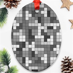 Tetris Camouflage Urban Oval Ornament (two Sides)