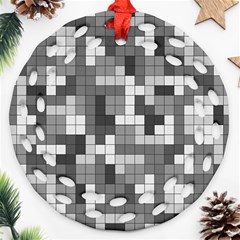 Tetris Camouflage Urban Round Filigree Ornament (two Sides)