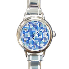 Tetris Camouflage Marine Round Italian Charm Watch by jumpercat