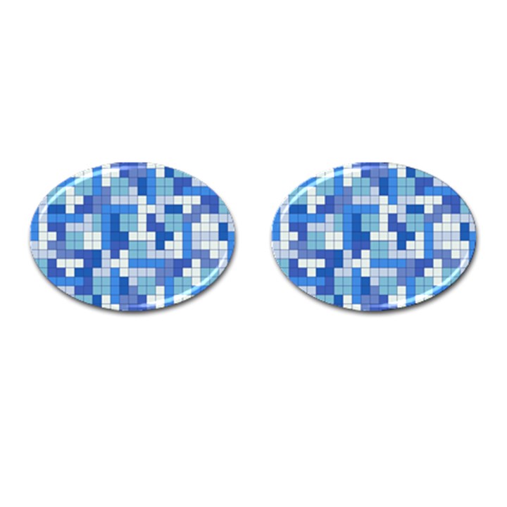 Tetris Camouflage Marine Cufflinks (Oval)