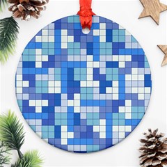 Tetris Camouflage Marine Round Ornament (two Sides)