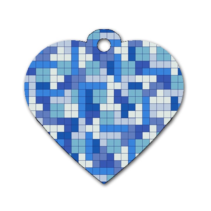 Tetris Camouflage Marine Dog Tag Heart (Two Sides)