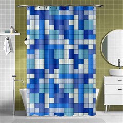 Tetris Camouflage Marine Shower Curtain 48  X 72  (small)  by jumpercat