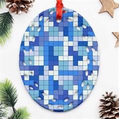 Tetris Camouflage Marine Oval Filigree Ornament (two Sides)