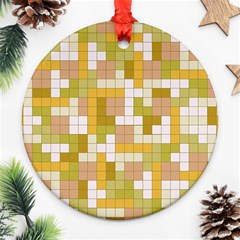 Tetris Camouflage Desert Round Ornament (two Sides)