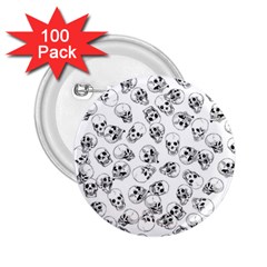 A Lot Of Skulls White 2 25  Buttons (100 Pack)  by jumpercat