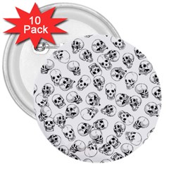 A Lot Of Skulls White 3  Buttons (10 Pack) 