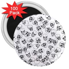 A Lot Of Skulls White 3  Magnets (100 Pack)