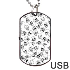 A Lot Of Skulls White Dog Tag Usb Flash (one Side)