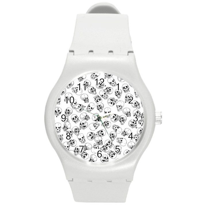 A Lot Of Skulls White Round Plastic Sport Watch (M)