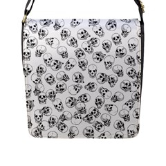 A Lot Of Skulls White Flap Messenger Bag (l) 