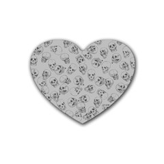 A Lot Of Skulls Grey Rubber Coaster (heart)  by jumpercat