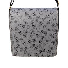 A Lot Of Skulls Grey Flap Messenger Bag (l) 