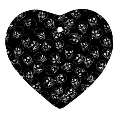 A Lot Of Skulls Black Ornament (heart)