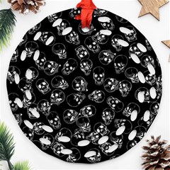 A Lot Of Skulls Black Ornament (round Filigree)