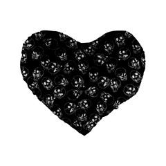 A Lot Of Skulls Black Standard 16  Premium Heart Shape Cushions