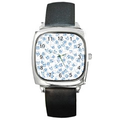 A Lot Of Skulls Blue Square Metal Watch