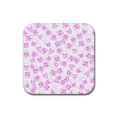 A Lot Of Skulls Pink Rubber Coaster (square)  by jumpercat