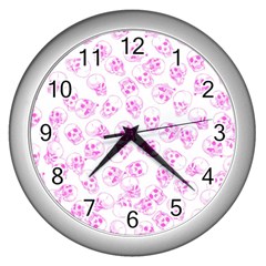 A Lot Of Skulls Pink Wall Clocks (silver)  by jumpercat