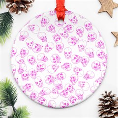 A Lot Of Skulls Pink Round Ornament (two Sides)