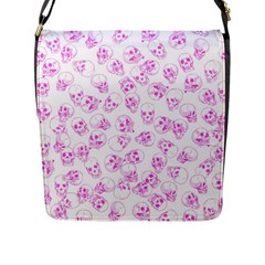 A Lot Of Skulls Pink Flap Messenger Bag (l)  by jumpercat