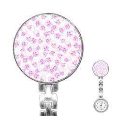 A Lot Of Skulls Pink Stainless Steel Nurses Watch by jumpercat