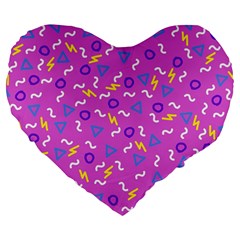 Retro Wave 2 Large 19  Premium Flano Heart Shape Cushions