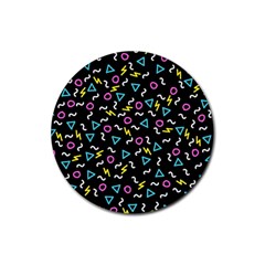 Retro Wave 3 Rubber Coaster (round)  by jumpercat