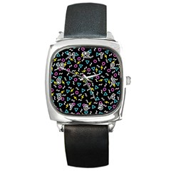 Retro Wave 3 Square Metal Watch by jumpercat